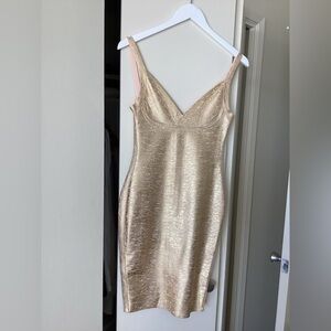 Chic Gold BODYCON Sleeveless Mini Dress